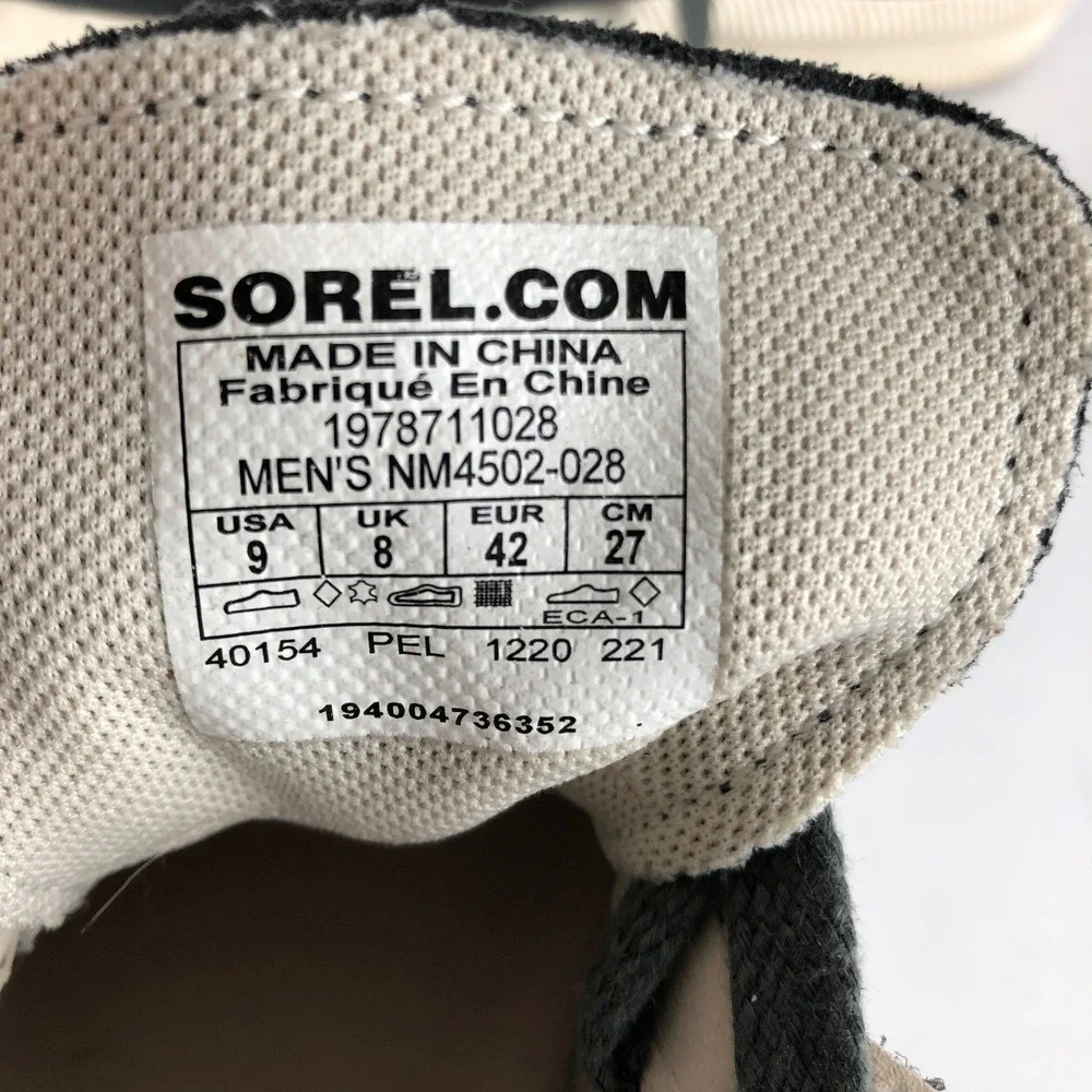 SOREL Caribou Mid Waterproof Suede Sneakers Men's Sz 9 42 Gray‎ NM4502-028 Shoes